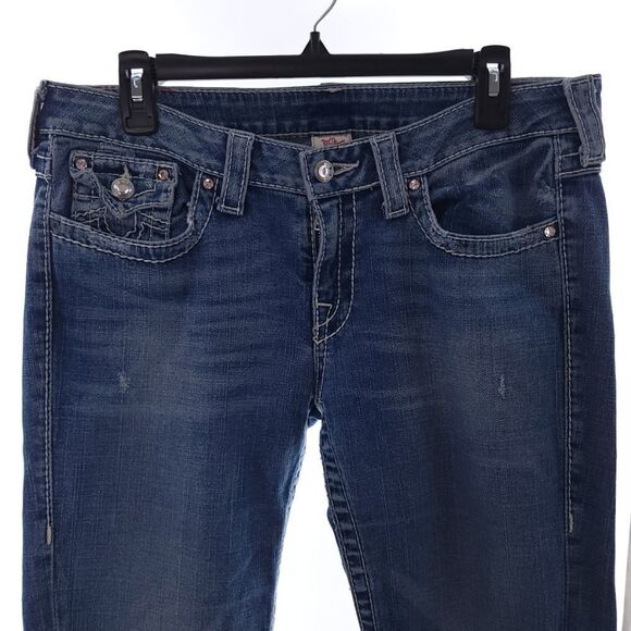 True Religion Disco Joey Big T Women's 32 straight Leg Jeans W/ Flap Pockets - Picture 3 of 13